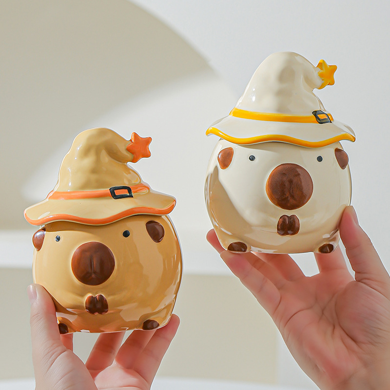 Taza Capibara para chicas lindas tazas de cerámica con tapa de agua regalo de cumpleaños tazas creativas de alto valor facial