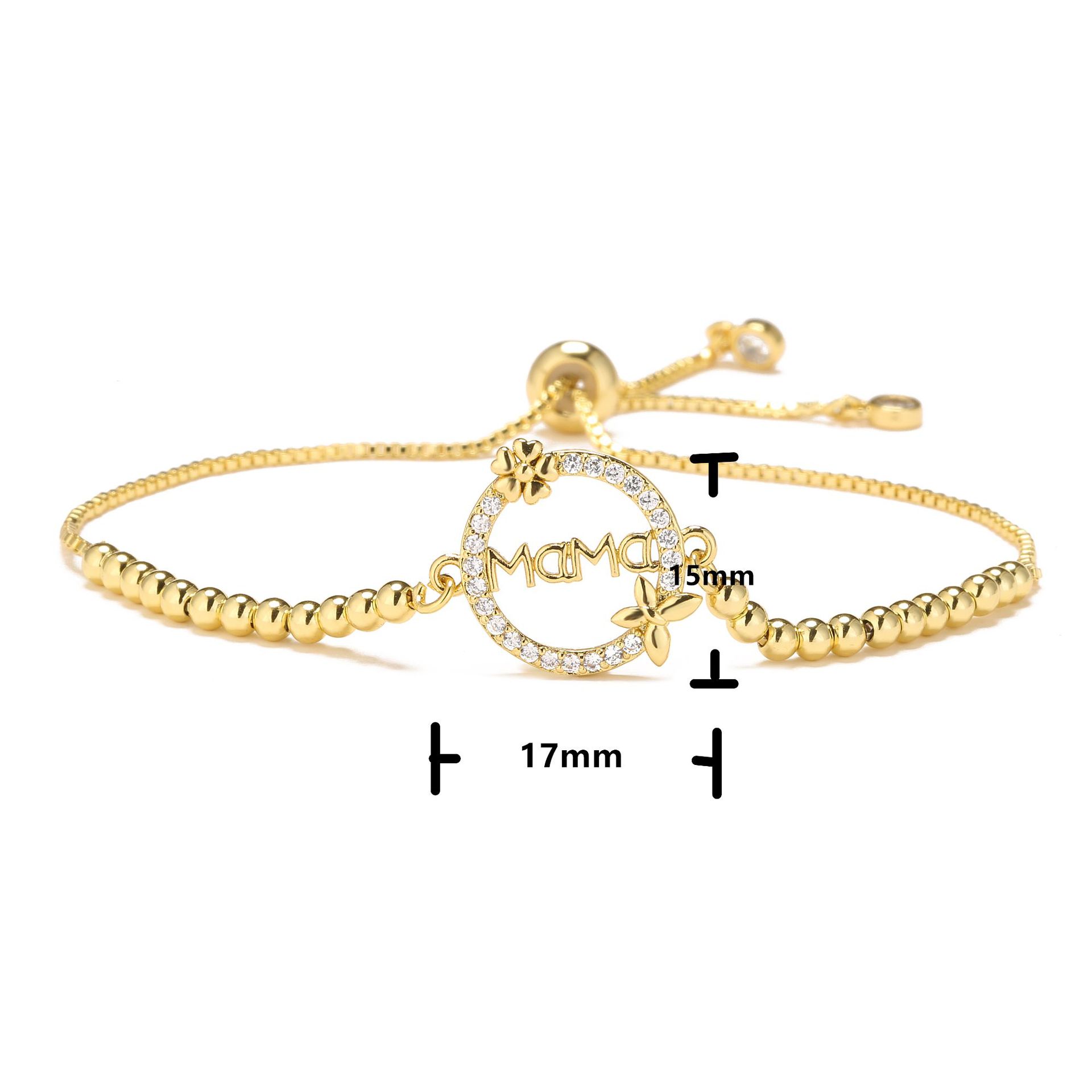 simple style letter Mama copper inlaid zircon Adjustable Bracelet