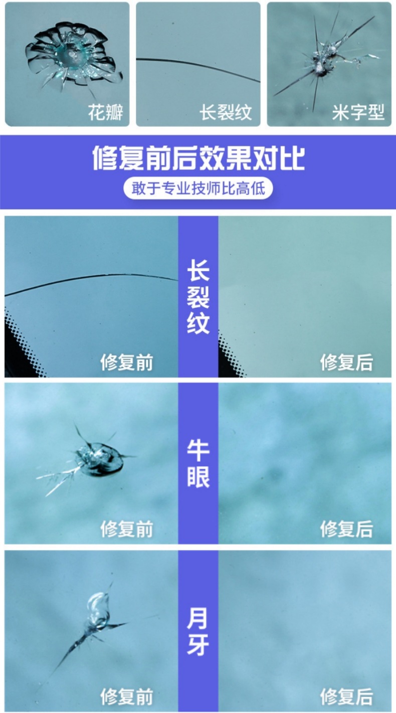 Blue Scorpion Automotive Front Windshield Repair Tool No Drilling Vacuum Bubble Removal Glass Repair Fluid Tool
