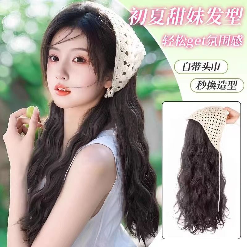 Triangular toallas peruca de cabello para mujeres todo tipo de moda en una persona real de cabello largo rizado alto top wig
