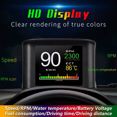 water temperature fuel consumption – Vehicle HUD - p10-lcd-hudobdsystem