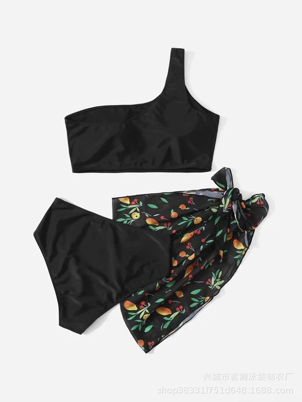 Mingyi nuevo europeo y americano de un hombro sexy mujer dividida moda Bikini natación traje de baño de tres piezas para mujer