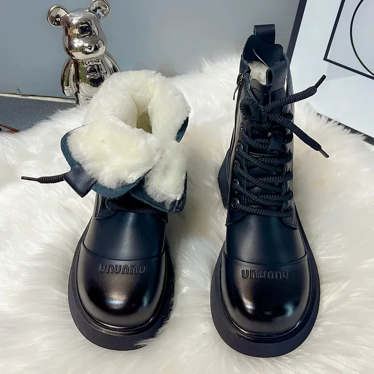 Ботинки в стиле martens на платформе, тёплая меховая подкладка, хаки или чёрные, размеры 35–40