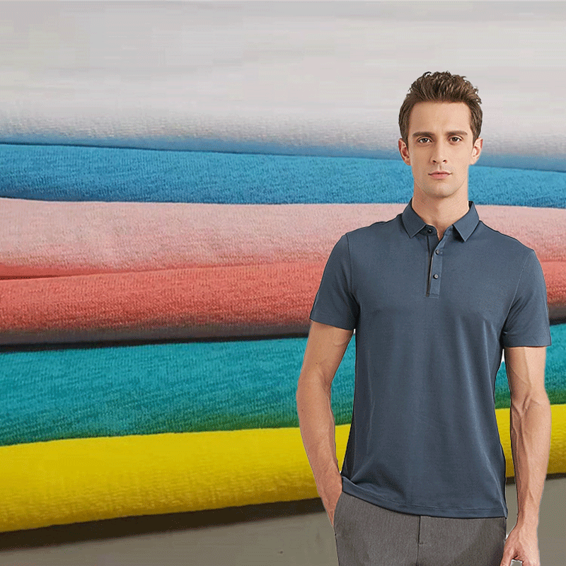 新品全涤棉感平纹布仿麻T恤面料140克棉麻短袖polo面料