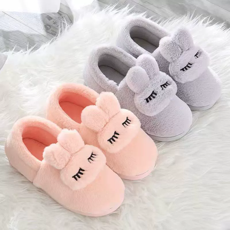 Женские хлопковые тапочки для зимнего домашнего использования, теплые плюшевые нескользящие тапочки для пар, зимние закрытые хлопковые туфли, плюшевые мужские тапочки.