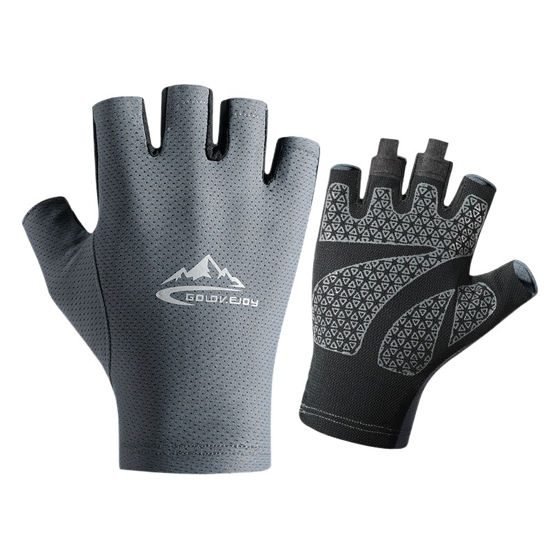 Guantes de protección solar para hombres verano al aire libre conducción protección UV seda de hielo medio dedo guantes de pesca antideslizantes XG51