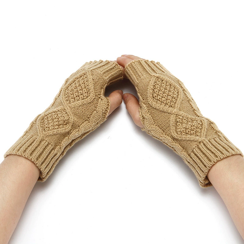 Knitted gloves, winter woolen demi-season keep warm set for beloved, (Cross-border trading), fingerless