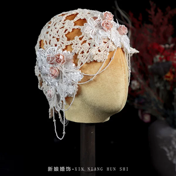 Bride Headwear French Style Vintage Mesh Lace Bauthing Hat Wedding Yarn Advanced Beautiful Exterior Photo Accessories