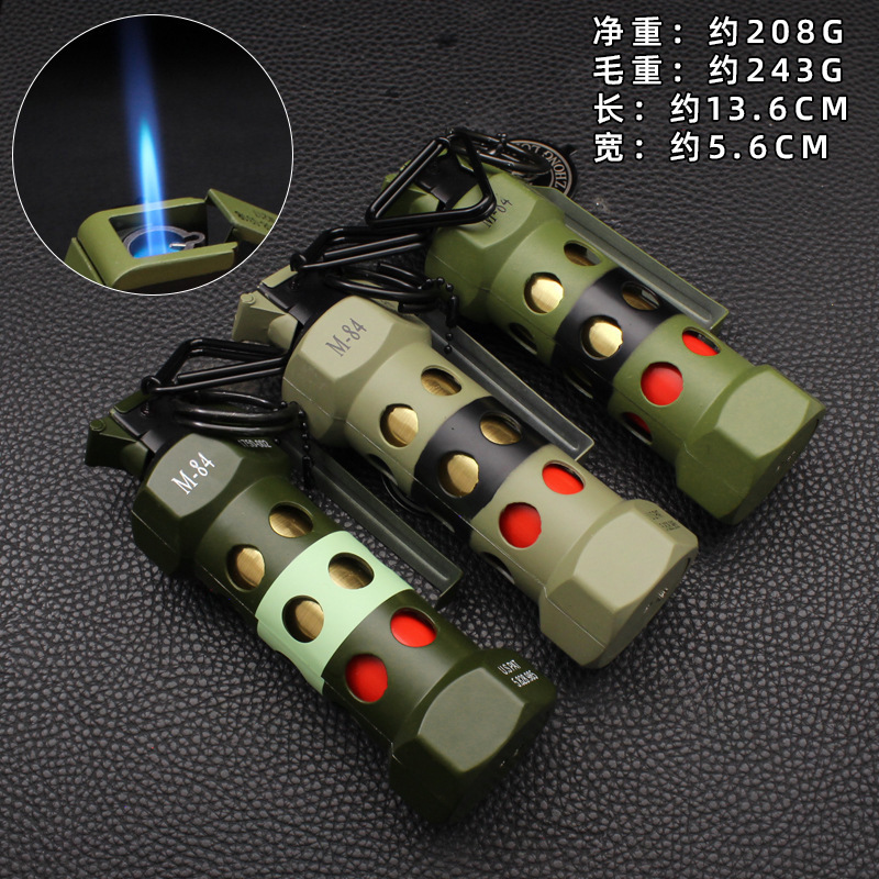 Zhonglong creativo inflable directo encendedor a prueba de viento llama roja adornos personales tabaco de metal al aire libre al por mayor