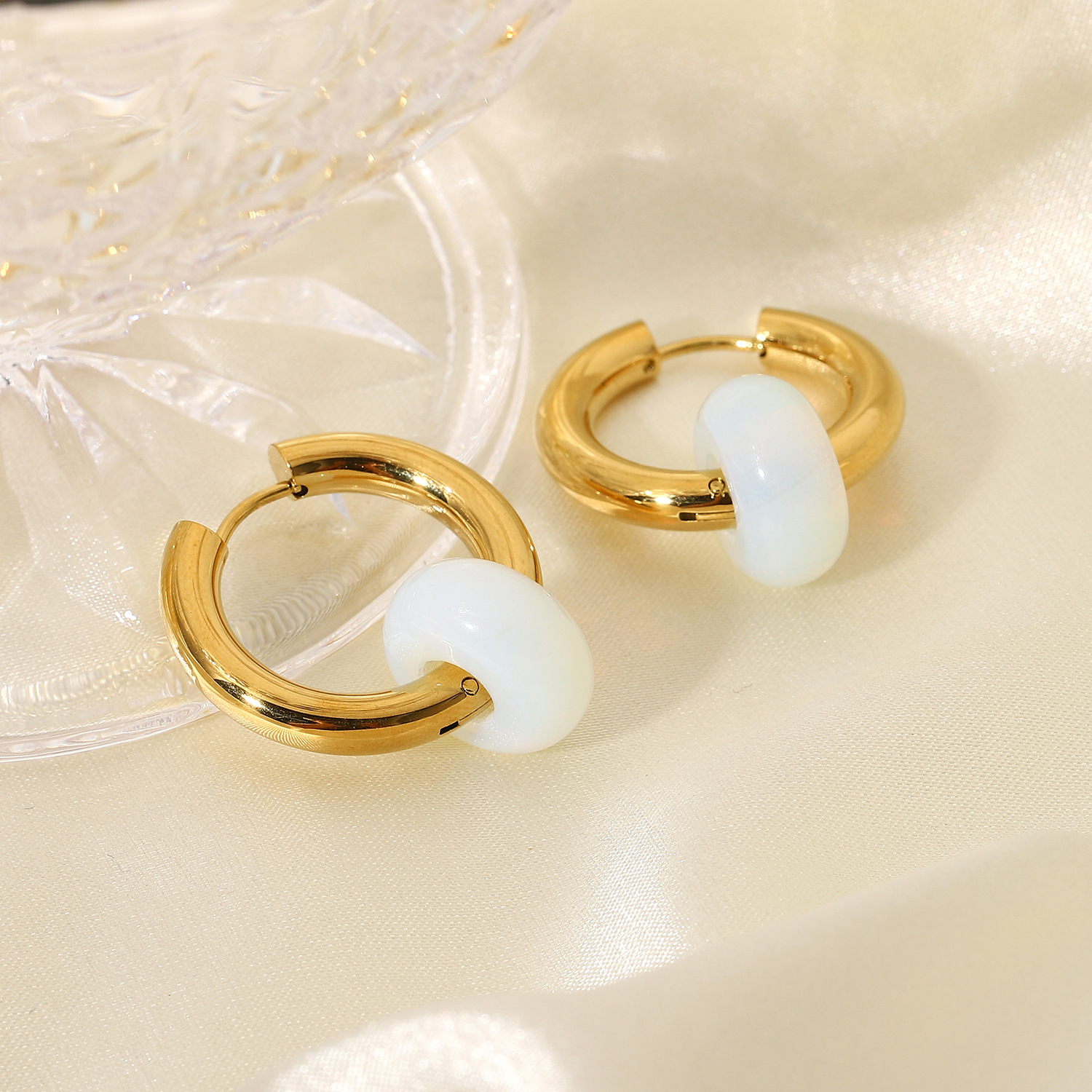 Circle Plating Stainless Steel No Inlaid Gold Plated Earrings display picture 4