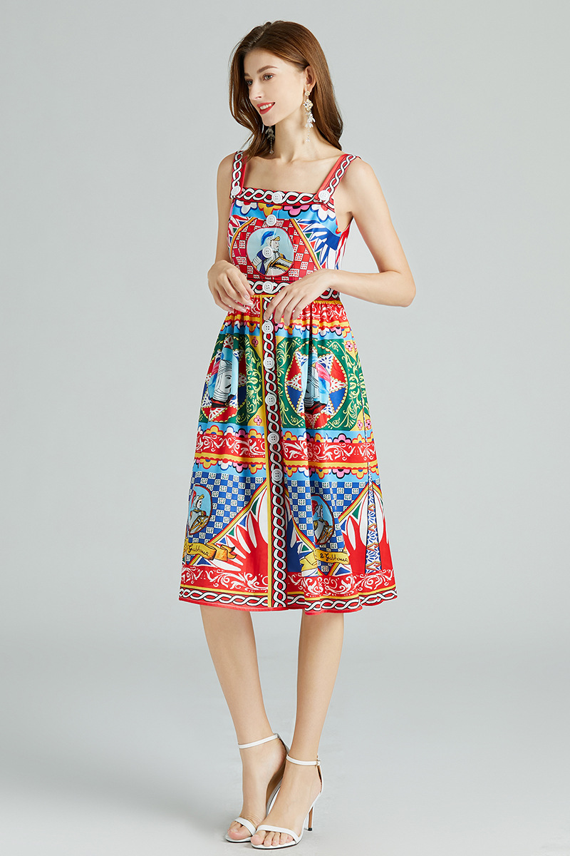 Women's A-Line Skirt Regular Dress Vacation Collarless Sleeveless Printing Midi Dress Casual Daily display picture 2