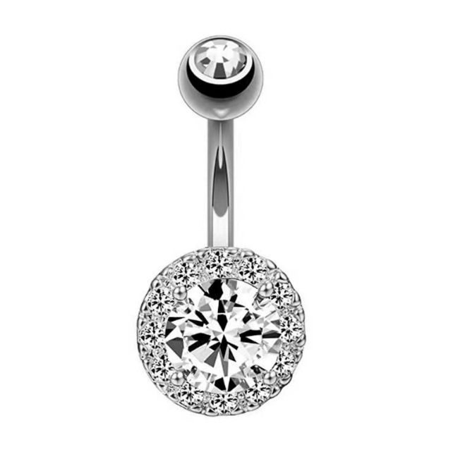 Bagues tendance européennes en acier inoxydable avec zircon, piercings nombril en forme de cœur, bijoux de piercing simples et faciles à porter, vente en gros._voghion.com