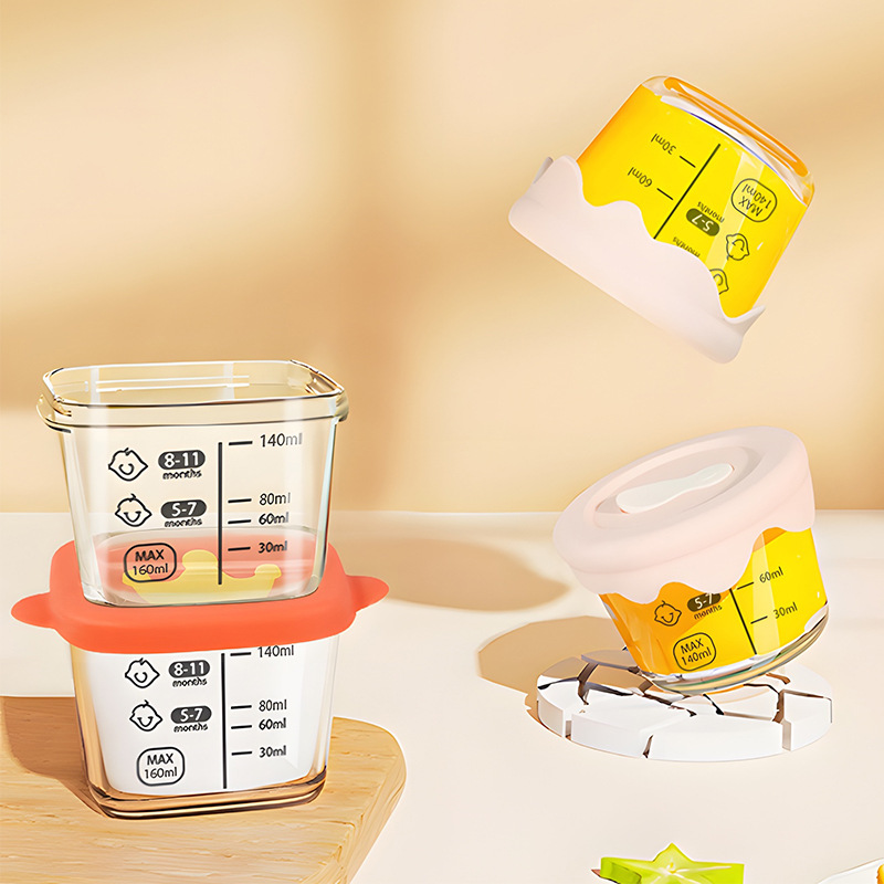 Baby Food Supplement Bowl Glass Can Be Steamed and Preserved to Store Custard Bowl Cup Mold Tools Full Set of Baby Food Supplement Box