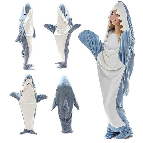 New Style Shark Onesie Adult Super Soft Plush Flannel Hooded Sweatshirt for Women Sleep Bag, Loose Fit for Men