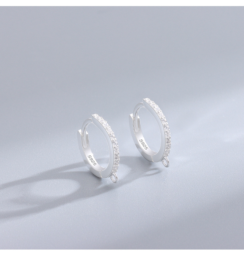 1 Pair Simple Style Color Block Plating Inlay Sterling Silver Zircon Hoop Earrings display picture 4