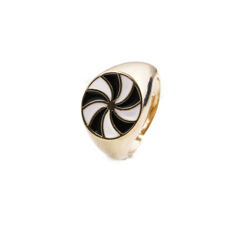 New Fashion Colorful Windmill Dripping Oil Geometric Ring Wholesale Nihaojewelry display picture 3