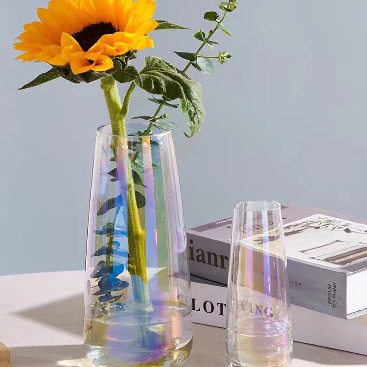 Flores hidropónicas modernas simples lirio decoración de mesa de comedor ornamentos floral vasos de vidrio transparente al por mayor