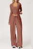 Long-sleeve, vest, trousers, brown set