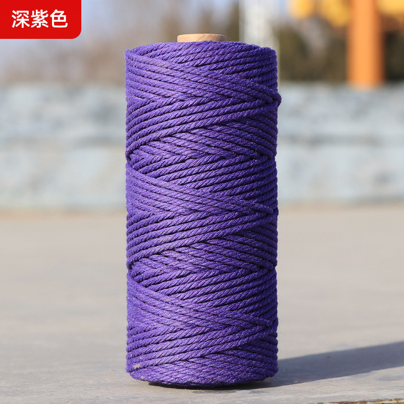 Cuerdas de algodón de color transfronterizas tejidas de algodón 2mm3mm4mm cuerdas de algodón hechas a mano cuerdas decorativas DIY cuerdas de algodón de color colgantes