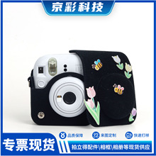 适用拍立得mini 12黑色毛毡相机包 粘粘可爱复古风相机保护套批发