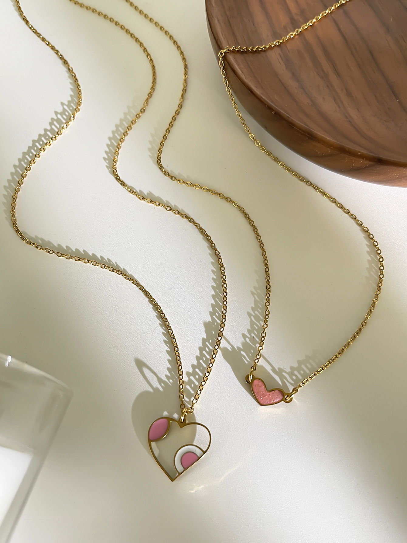Heart Shape Pattern Women's Gender Sweet Style 316L Stainless Steel Heart Shape Waterproof Non Tarnish Surgical Steel Sweet Cable Chain Pendant Necklace For Women's