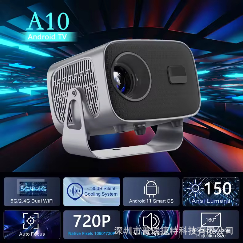 Cross-Border New Electric Focus A10 4K High-Definition Wifi Android Smart Theater Portable Mini Ptz Projector
