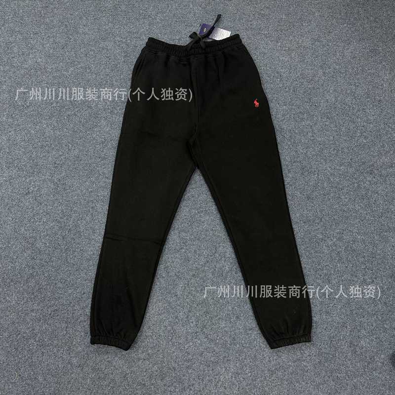 高品質の国境を越えた外国貿易レッグバンドル RL ラフポニー刺繍男性と女性のためのソリッドカラーストレートプラスベルベットスウェットパンツカップル|undefined