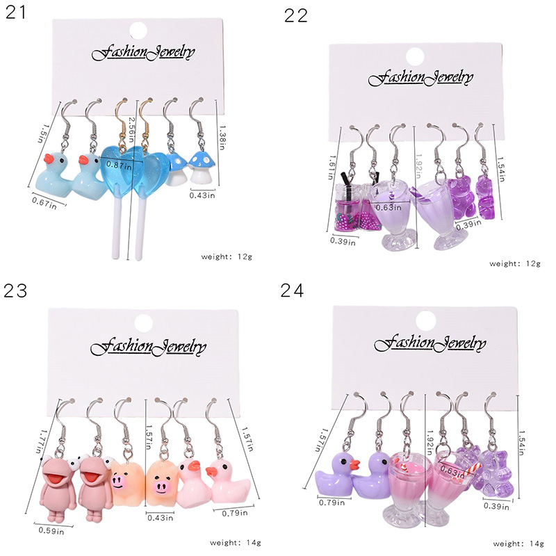 20g Weight Iron Ear Needle Material Drop Earrings Classification 1 Set Quantity Casual, Daily, Shopping Occasion Acrylic, Resin Material Cup, Heart Shape, Flower Pattern Women's Gender Cartoon Style, Cute Style 1 Set Cartoon Style Cute Cup Heart Shape Flower Arylic Resin Drop Earrings 13