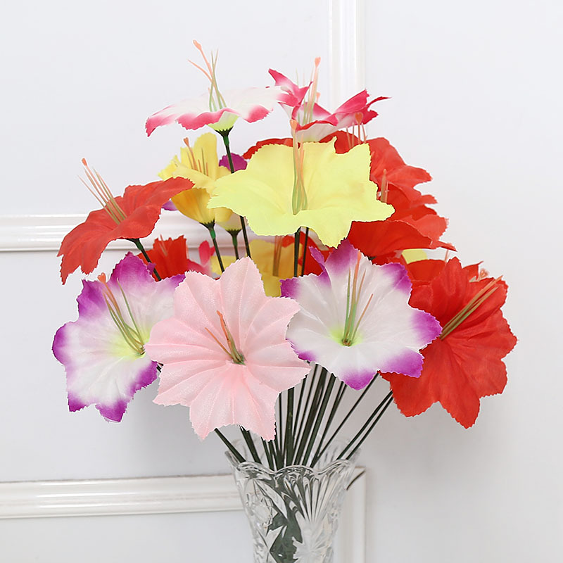 9 Colorful Lily Artificial Flowers Wholesale Mixed Color Qingming Flower Bouquet Artificial Flowers Silk Flowers