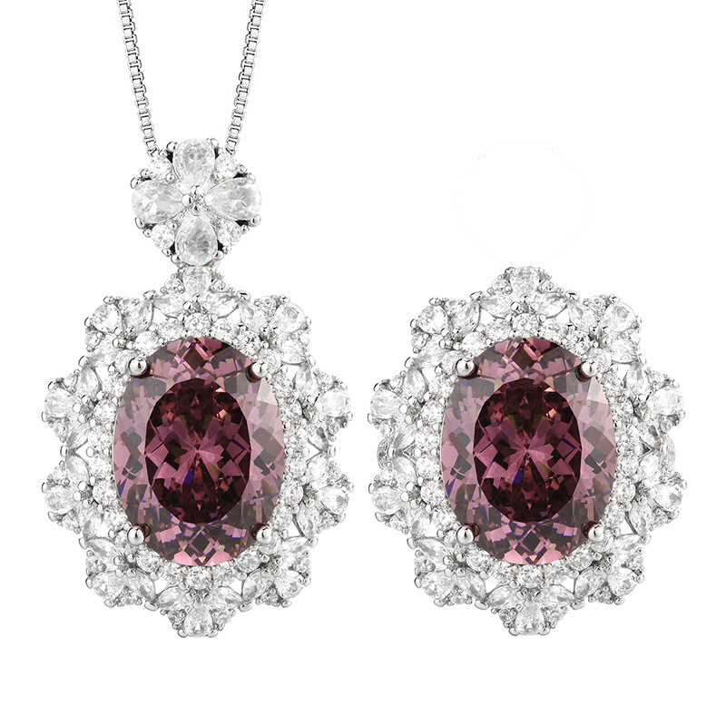 Joyas de Zhuang Shengsheng, cobre chapado en oro, nido de pájaro de simulación europea y americana, juego de colgante de alta gama en forma de huevo de color cortado 12*16