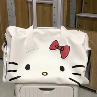 Hellokitty Cartoon Cute One-Shoulder Katie Handheld Bow Fitness Bag Oblique Travel Bag Japanese Style Travel Bag