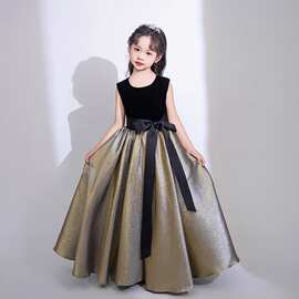 宴会女童礼服轻奢小众洋气生日公主裙儿童主持人钢琴演奏演出服秋