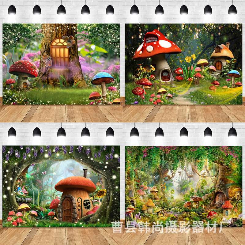 Cross-Border New Fantasy Forest photography background cloth cartoon background studio photo studio children's photo background cloth