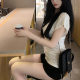 2025 New Summer Slimming Look Small Flying Sleeves and Pile Design Short-Sleeved V Neck T-Shirt