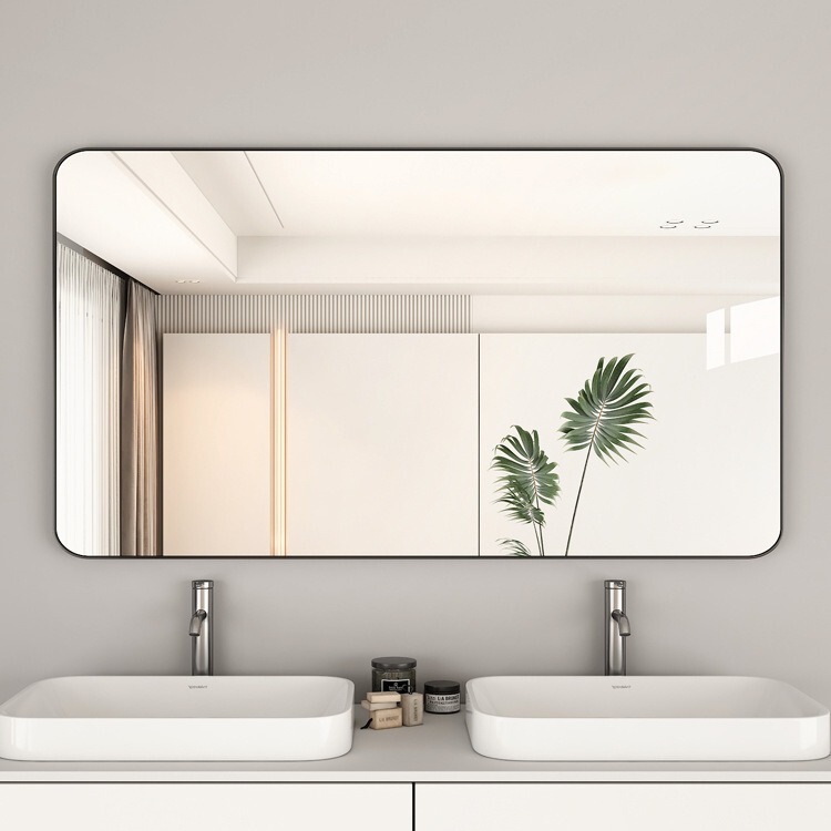 No-Drill Bathroom Mirror, Wall-Mounted Square Bathroom Vanity Mirror, Hair Salon Wall-Mounted Simple Makeup Mirror No-Drill Bathroom Mirror, Wall-Mounted Square Bathroom Vanity Mirror, Hair Salon Wall-Mounted Simple Makeup Mirror