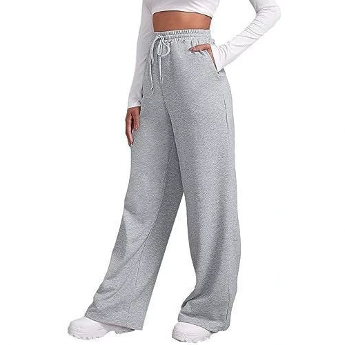 Cross-border 2026 spring and autumn unisex solid-color drawstring loose-fit casual sports pants, high-waisted, fleece-lined, wide-leg running pants Cross-border 2026 spring and autumn unisex solid-color drawstring loose-fit casual sports pants, high-waisted, fleece-lined, wide-leg running pants