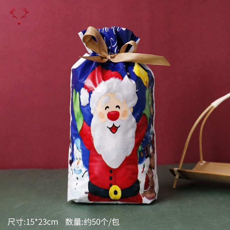 クロスボーダーアマゾンクリスマス巾着袋リボン巾着袋ギフトバック礼袋クッキー自己粘着袋キャンディー包装袋|undefined