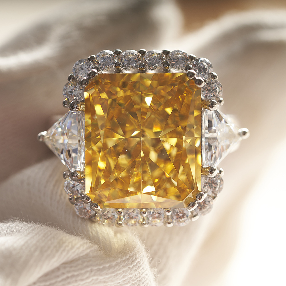 10 quilates VVS grado 3EX importado anillo de diamantes de alto carbono plata esterlina de cinco capas de platino grueso galvanizado con incrustaciones de diamantes ledean