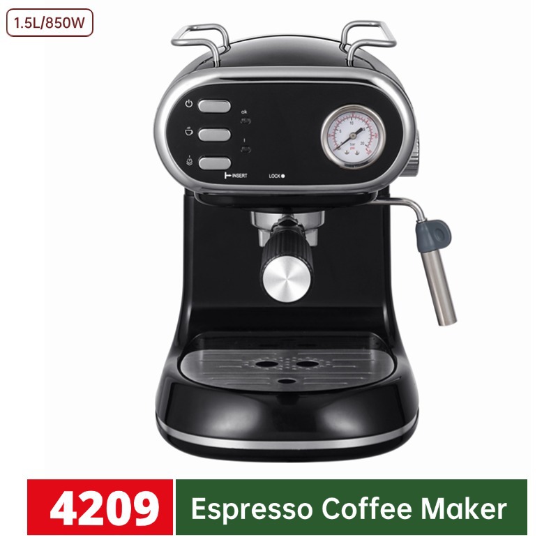 Máquina de café italiana de 15bar de estandarización europea transfronteriza, tipo de bomba de vapor doméstico, burbuja de leche semiautomática, viento vintage concentrado