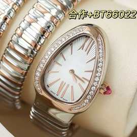 BV厂三圈蛇表鎏光蛇影腕表时尚石英女款手表经典蛇形表头光环女表