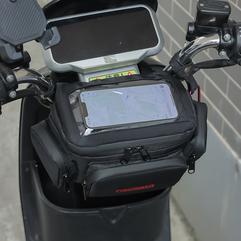 New Motorcycle Pedal Electric Vehicle Head Bag Front Hanging Bag Rainproof Riding Takeaway Navigation Bag Multi-Functional Hanging Pocket Touch