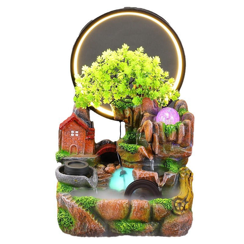 Fuente de Agua con Acuario de Rocalla de Resina para Navidad image 5