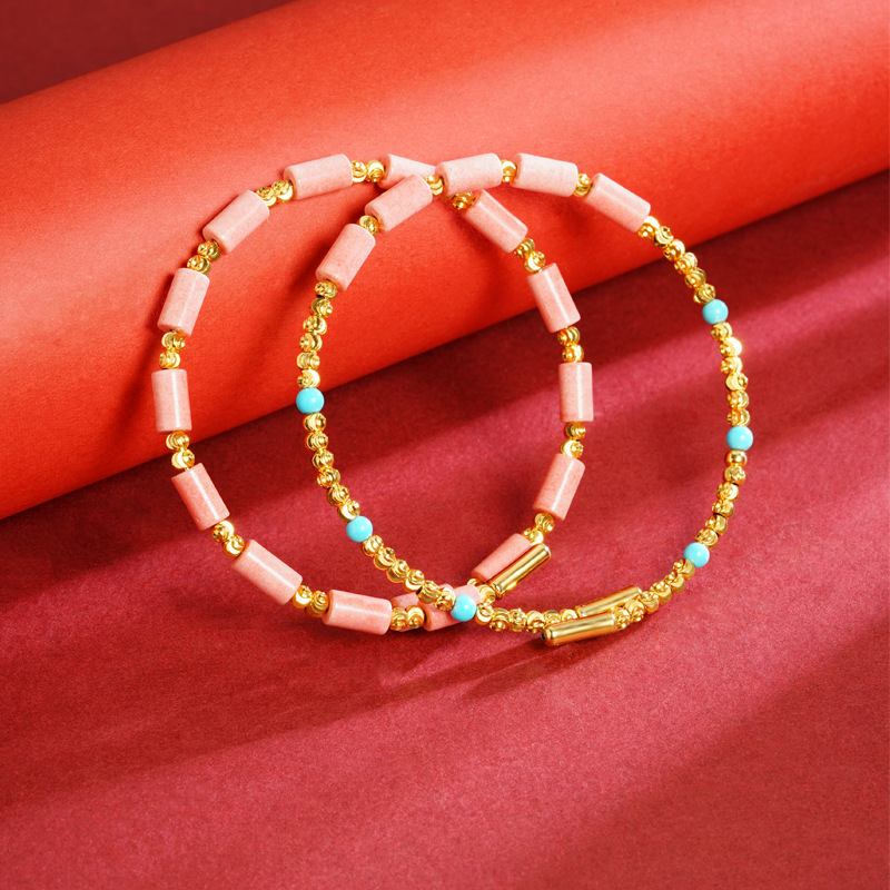 Nuevo estilo chino de oro de arena vietnamita pulsera de cuentas de tubo de cuentas de color de alta calidad no se desvanecen joyerías Yiwu fuente al por mayor