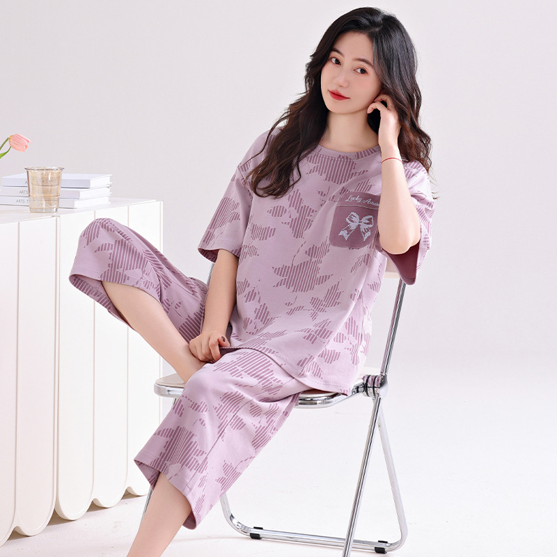 Summer cotton pijama, thin top with cups, plus size