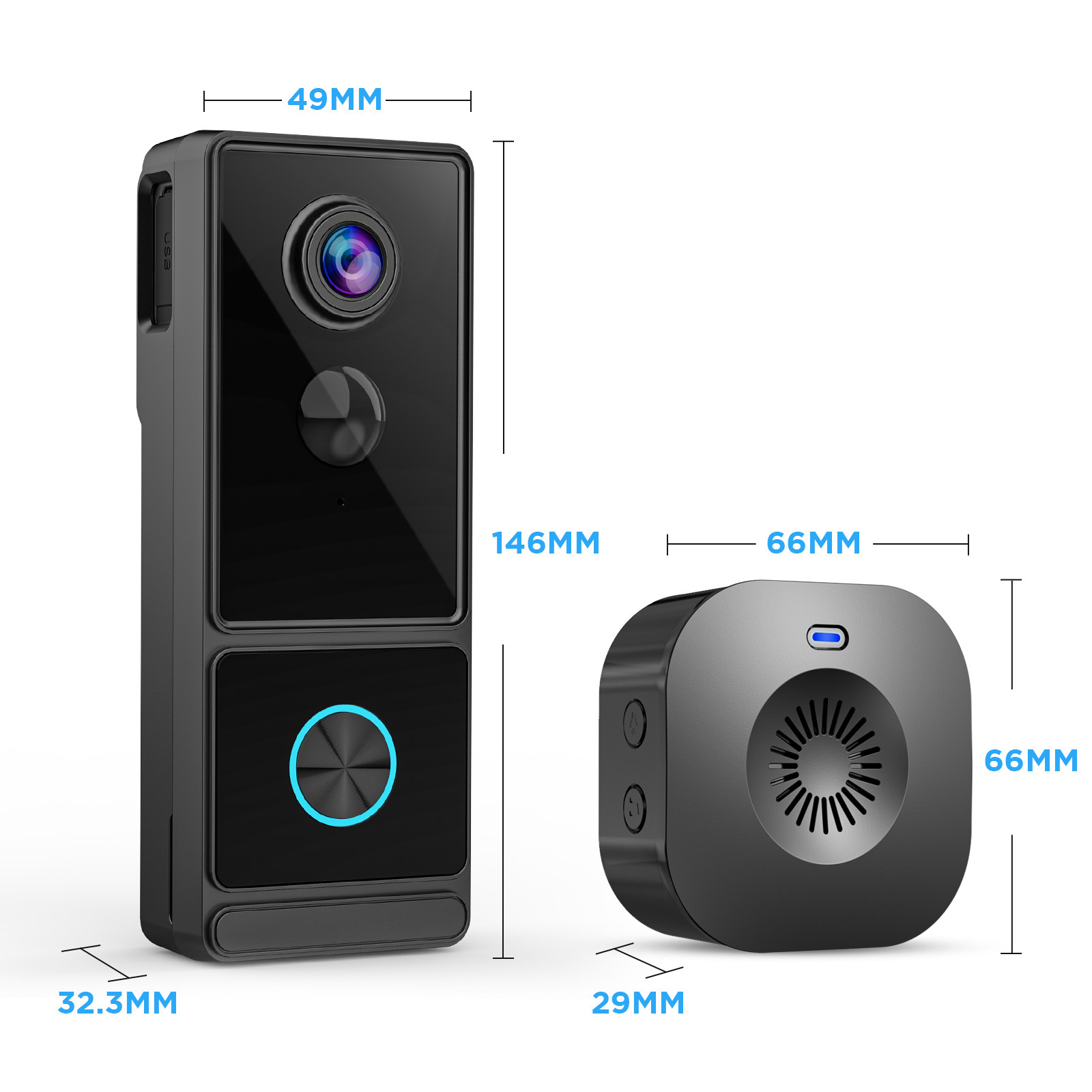 Video timbre cámara inalámbrica hogar WiFi HD infrarrojos visión nocturna intercomunicador inteligente monitoreo remoto capaz de cámara