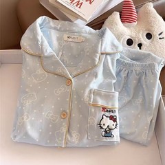 保暖德绒ins睡衣女秋冬季新款长袖长裤套装甜美Kitty美少女家居服