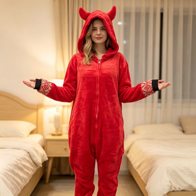 Nuevos pijamas de león, pijamas de husky, pijamas de franela de pareja con dibujos animados para hombres y mujeres.