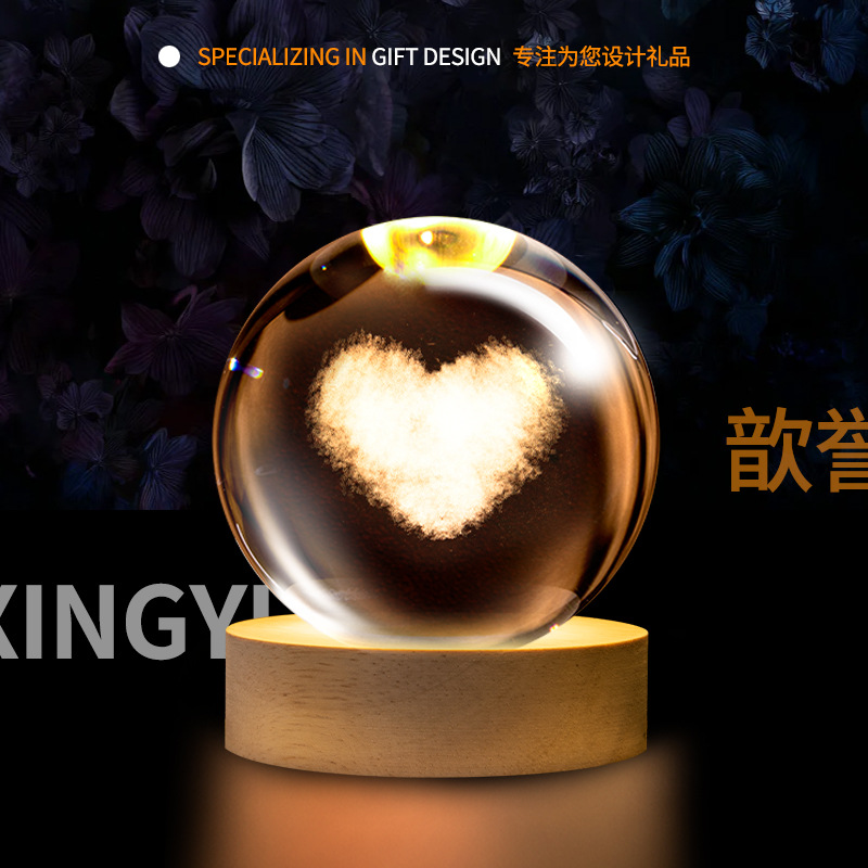 Luminosa galaxia cristal bola noche luz galaxia cristal artesanía 3D láser interior talla Regalo de Cumpleaños decoración creativa