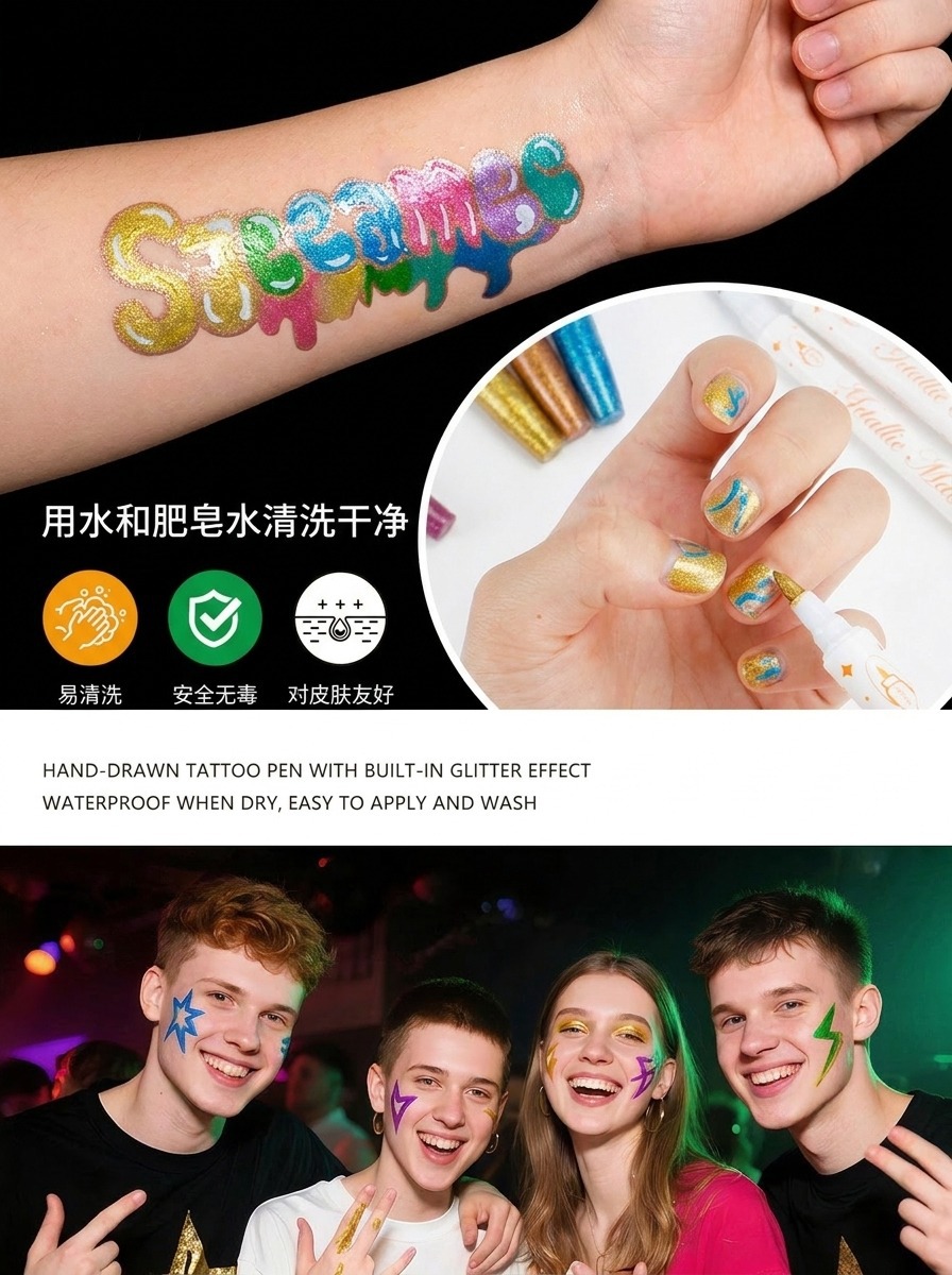 Wholesale Dual-tip Metal Marker Set Acrylic Paint Markers Professional Nail Art Drawing Pens