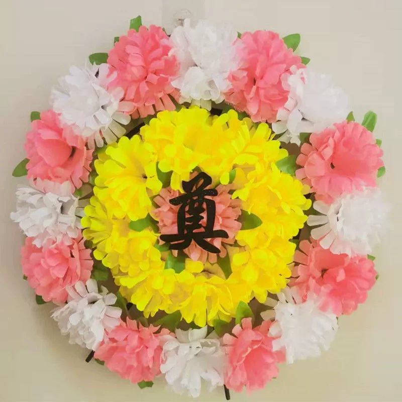 Qingming memorial small flower wreath chrysanthemum bouquet flower branch for tomb sweeping grave memorial supplies artificial flowers hanging ornaments wreath flowers